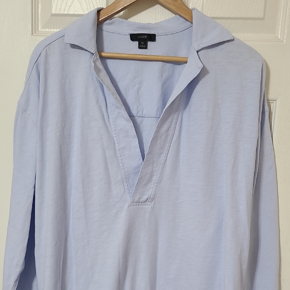 J. Crew Light Blue  V-neck slub cotton tunic dress